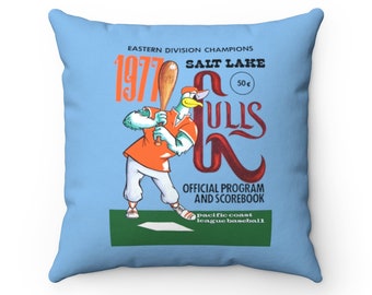 1977 Vintage Salt Lake Gulls Baseball Program Cover - Indoor Pillow