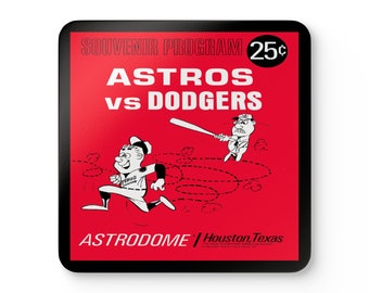 1966 Vintage Houston Astros - Los Angeles Dodgers Program Cover - Corkwood Coaster Set