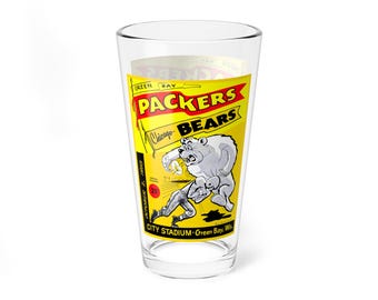 Mixing Glass, 16oz - 1955 Football Chicago Bears-Green Bay Packers, Sports Fan Gift, Football Memorabilia, Home Barware Decor, Game Day