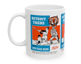 1959 Vintage Detroit Tigers Baseball Yearbook Cover - Ceramic Mug, 11oz