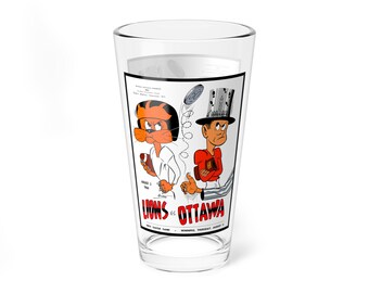 Mixing Glass, 16oz - 1960 Football Ottawa Rough Riders - BC Lions, Sports Barware, Retro Decor, Sports Fan Gift, Vintage Glassware, Football