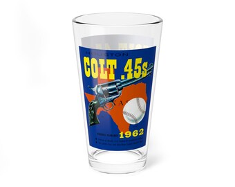 Mixing Glass, 16oz - Vintage 1962 Baseball Houston Colt 45s Memorabilia, Barware Gift, Collectible Cocktail Tumbler, Sports Fan Glass Cup,