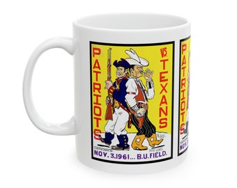 1961 Vintage Dallas Texans - Boston Patriots Football Program Cover - Ceramic Mug, 11oz