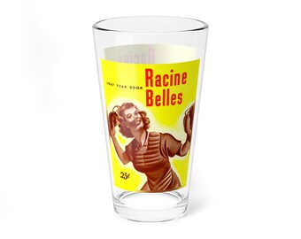 Mixing Glass, 1947 Baseball Racine Belles - All-American Girls, Vintage Baseball Glass, 16oz Retro Collectible Cup, Sports Memorabilia,