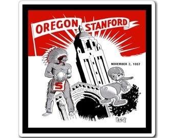 Vintage 1957 Oregon Stanford Football Magnets, College Football Memorabilia, Sports Fan Gift, Refrigerator Decoration, Game Day Fridge Decor
