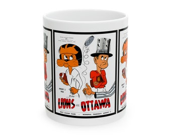 1960 Vintage Ottawa Rough Riders - BC Lions CFL Football Program Cover - Ceramic Mug, 11oz