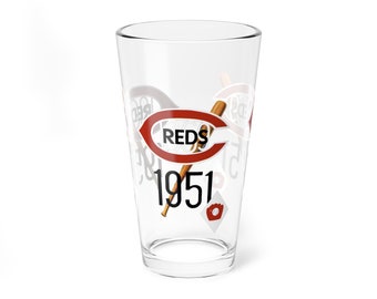 1951 Vintage Cincinnati Reds Baseball Yearbook Cover -  Pint Glass, 16oz