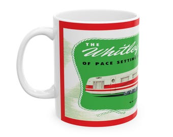 Vintage Camper Ceramic Mug, 1954 Whitley Trailer Retro Travel Coffee Cup, Camping Tea Mug, Campervan  Drinkware, Happy Camper Drink Cup,