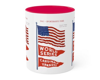 1942 Vintage Cardinals - Yankees World Series Program Cover - Colorful Mugs, 11oz