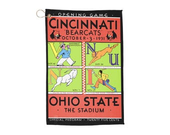 Sports Towel, 1931 Football Cincinnati-Ohio State Design, Golf Accessories, Father's Day Gift, Golf Tournament Prize, Golf Lover's Gift,