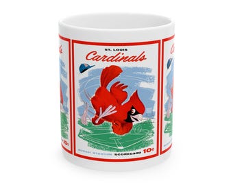 Vintage 1958 Cardinals Baseball Ceramic Mug, Sports Fan Gift, Baseball Memorabilia, Gift for Him, Sports Collectible, Baseball Enthusiast