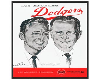Vintage 1960 Baseball Dodgers Car Magnets - Vin and Jerry, Vinyl Magnet, Retro Sports Decor, Classic Car Accessories, Magnetic Vehicle Decal