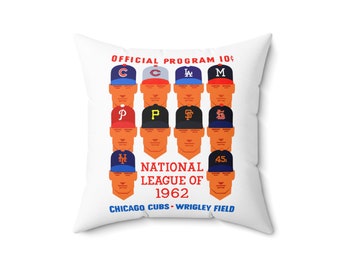 1962 Vintage Chicago Cubs Baseball Program Cover - National League - Indoor Pillow