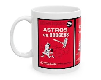 1966 Vintage Houston Astros - Los Angeles Dodgers Program Cover - Ceramic Mug, 11oz