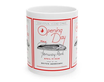 Ceramic Mug, 1934 Baseball Boston Red Sox - Boston Americans Opening Day, 11oz, 15oz. Sports Fan Mug, Baseball Enthusiast Gift, Red Sox