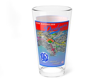 Mixing Glass, 16oz - 1962 Baseball Dodgers Yearbook, Perfect for Baseball Fans, Sports Enthusiasts, Unique Gift for Father's Day, Vintage