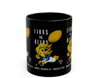 1944 Vintage Detroit Lions - Chicago Bears Football Program Cover - Black Mug 11 oz