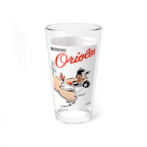 Mixing Glass, 16oz - 1959 Baseball Spring Training Baltimore Orioles, Vintage Collectible Barware, Drinkware, Gift for Sports Fan, Unique