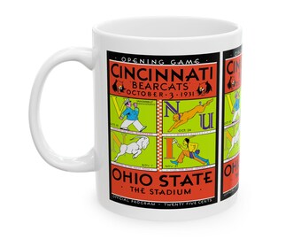 Cincinnati Football Ceramic Mug, 1931 College Sports Fan Gift, Ohio State Game Day Cup, Birthday Christmas Father's Day Present