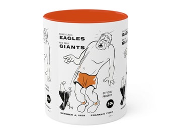 1959 Vintage New York Giants- Philadelphia Eagles Football Program Cover - Colorful Mug, 11oz
