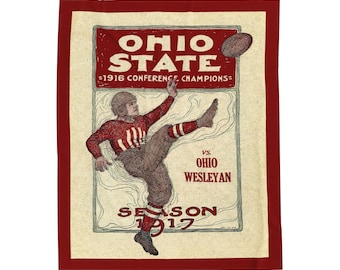 College Football Velveteen Plush Blanket - 1917 Ohio State Football Ohio Wesleyan, Throw Blanket, Sports Blanket, Home Decor, Gift for