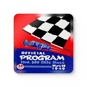 1949 Vintage Indianapolis 500 Racing Program Cover - Corkwood Coaster Set