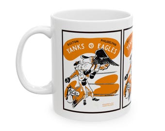 Vintage Football Ceramic Mug, 1947 Boston Yanks-Philadelphia Eagles Sports Fan Gift, 11oz, 15oz Mug, Football Memorabilia, Football
