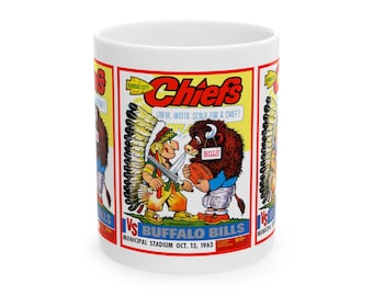 Vintage 1963 Football Buffalo Bills - Kansas City Ceramic Mug, 11oz, 15oz. Perfect Gift for Sports Fans, Football Enthusiasts