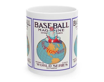 Vintage Baseball Magazine World Series Ceramic Mug, Sports Fan Gift, Coffee Cup, Tea Mug, Baseball Lover Gift, Classic Baseball Design