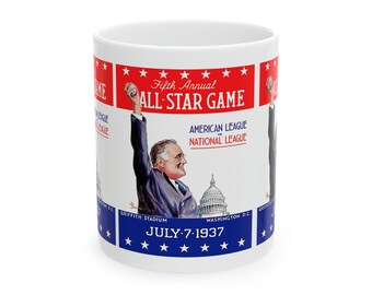 1937 Vintage Washington Senators - Griffith Stadium All-Star Game Program Cover - Ceramic Mug, 11oz