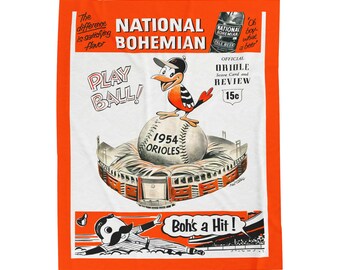 Velveteen Blanket, 1954 Baltimore Orioles Baseball Plush Throw for Baseball Fans, Sports Enthusiasts, Baseball Lovers, Home Decor, Gifts