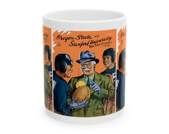 Vintage Oregon State Beavers- Stanford Football Ceramic Mug, 1946 Sports Fan Gift, College Team Game Day Cup, Beavers Memorabilia, Coffee