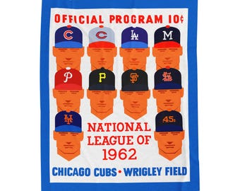 Plush Blanket, 1962 Vintage Cubs Baseball Program - National League, Retro Throw for Baseball Fans, Cozy Bedspread, Warm Fleece Blanket,