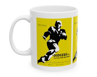 1947 Vintage Cleveland Browns - Brooklyn Dodgers Football Program Cover  - Ceramic Mug, 11oz