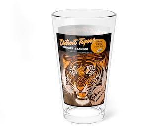 Mixing Glass, 16oz - Vintage 1952 Detroit Tigers Baseball Memorabilia, Beer Glassware, Barware Gift, Sports Fan Collectible, Baseball