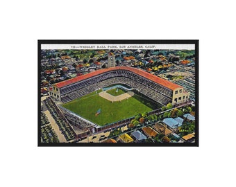 1937 Vintage Los Angeles Wrigley Field Postcard - 36 x 24 Outdoor Rug