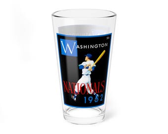 Mixing Glass, 16oz - 1952 Baseball Washington Nationals Yearbook, Perfect for Baseball Fans, Sports Enthusiasts, Vintage Collectors, Unique