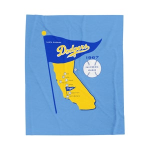 1967 Vintage Santa Barbara Baseball - California League - Velveteen Plush Blanket