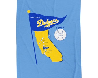 1967 Vintage Santa Barbara Baseball - California League - Velveteen Plush Blanket