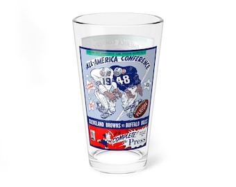 Mixing Glass, Unique 1948 Football Cleveland Browns Buffalo Bills Gift, Barware, Bar Accessories, Sports Fan Decor, Drinking Glass