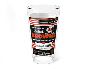Mixing Glass, 16oz - Vintage 1950 Football Cleveland Browns Pittsburgh Steelers, Perfect Gift for Football Fans, Sports Barware, Game Day