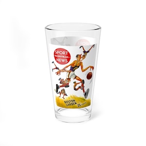 Vintage 1949 Basketball Boston Celtics Mixglas, 16 Unzen - Retro Sports Barware, Geschenk für Basketball-Fans, Basketball-Erinnerungsstücke