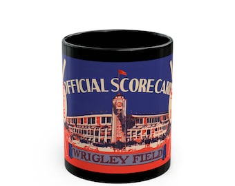 1937 Vintage Pacific Coast League Baseball Scorecard Cover - Wrigley Field (Los Angeles) - Black Mug 11 oz