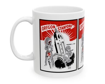Vintage 1957 Oregon Stanford Football Ceramic Mug, Sports Fan Gift, College Football Memorabilia, Retro Coffee Cup, Football Enthusiast