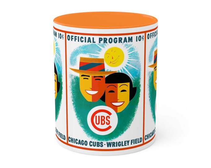 Featured listing image: 1956 Vintage Chicago Cubs Program Cover - Colorful Mugs, 11oz