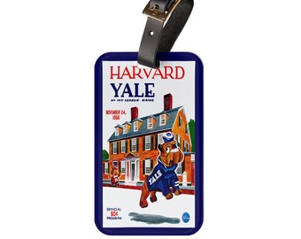 1956 Football Harvard-Yale Luggage Tag | Vintage College Game Memorabilia