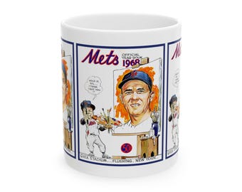 Baseball Ceramic Mug, Gil Hodges New York Mets Fan Gift, 1968 Baseball Sports Coffee Cup, NY Baseball Memorabilia, Sports Drinkware,