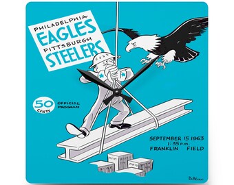 1963 Vintage Philadelphia Eagles - Pittsburgh Steelers Football Program Cover - Acrylic Wall Clock