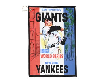 Vintage Sports Golf Towels, 1962 Baseball World Series Giants-Yankees, Sports Towel, Golf Accessory, Sports Fan Gift, Golf Gift