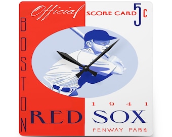 Vintage 1941 Boston Red Sox Baseball Acrylic Wall Clock with Retro Sports Design, Sports Fan Home Decor, Gift for Baseball Enthusiasts, Man